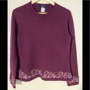 Ann Taylor Floral Embroidered Sweater Sz M
